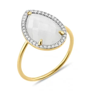 Morganne Bello Bague-BAGUE ALMA NACRE BLANCHE ET DIAMANTS OR JAUNE