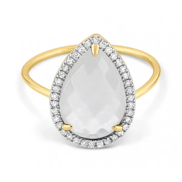 Morganne Bello Bague-BAGUE ALMA NACRE BLANCHE ET DIAMANTS OR JAUNE