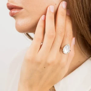 Morganne Bello Bague-BAGUE ALMA NACRE BLANCHE ET DIAMANTS OR JAUNE