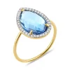 Morganne Bello Bague-BAGUE ALMA TOPAZE SWISS BLUE ET DIAMANTS OR JAUNE
