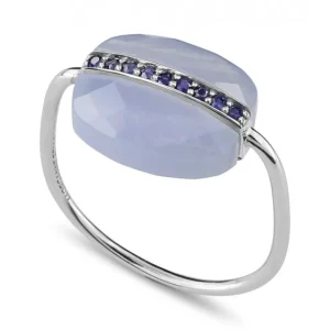 Morganne Bello Bague-BAGUE AURORE AGATE BLEUE DENTELLE ET SAPHIRS BLEUS OR BLANC