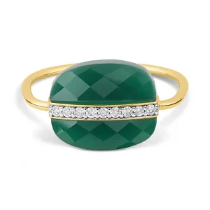 Morganne Bello Bague-BAGUE AURORE AGATE VERTE ET DIAMANTS OR JAUNE