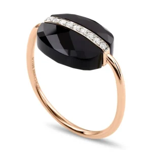 Morganne Bello Bague-BAGUE AURORE ONYX ET DIAMANTS OR ROSE