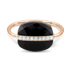 Morganne Bello Bague-BAGUE AURORE ONYX ET DIAMANTS OR ROSE