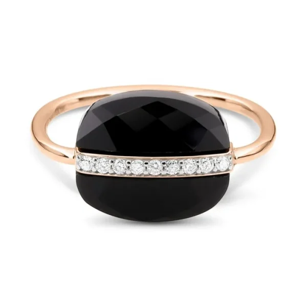 Morganne Bello Bague-BAGUE AURORE ONYX ET DIAMANTS OR ROSE