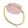 Morganne Bello Bague-BAGUE AURORE QUARTZ ROSE MILKY ET SAPHIRS ROSES OR JAUNE