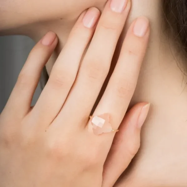 Morganne Bello Bague-BAGUE BAROQUE OR JAUNE PIERRE DE LUNE PECHE