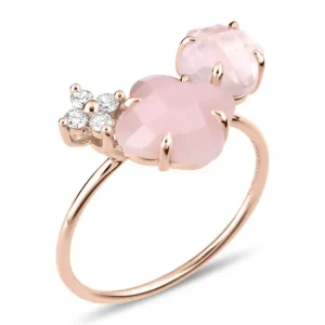 Morganne Bello Bague-BAGUE BOUQUET OPALE ET QUARTZ ROSE + DIAMANTS OR ROSE