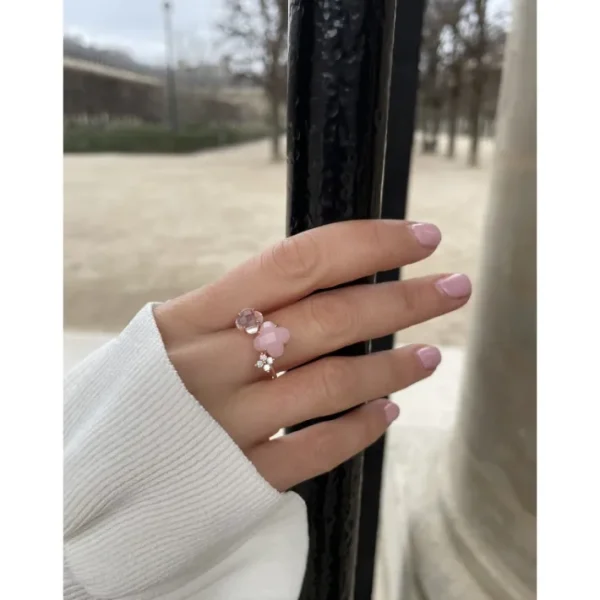 Morganne Bello Bague-BAGUE BOUQUET OPALE ET QUARTZ ROSE + DIAMANTS OR ROSE