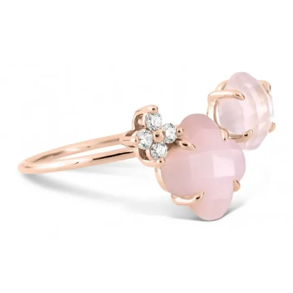Morganne Bello Bague-BAGUE BOUQUET OPALE ET QUARTZ ROSE + DIAMANTS OR ROSE