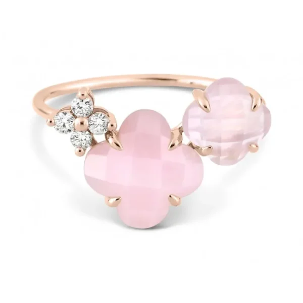 Morganne Bello Bague-BAGUE BOUQUET OPALE ET QUARTZ ROSE + DIAMANTS OR ROSE