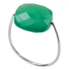 Morganne Bello Bague-BAGUE OR BLANC COUSSIN AGATE VERTE