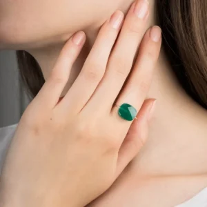 Morganne Bello Bague-BAGUE OR BLANC COUSSIN AGATE VERTE