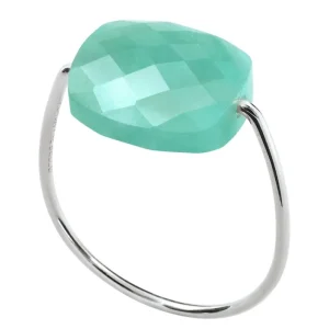 Morganne Bello Bague-BAGUE OR BLANC COUSSIN AMAZONITE