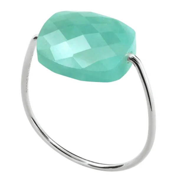 Morganne Bello Bague-BAGUE OR BLANC COUSSIN AMAZONITE