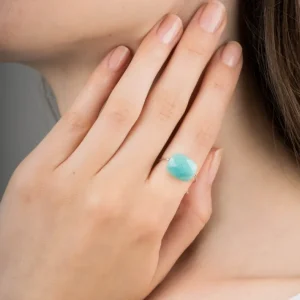 Morganne Bello Bague-BAGUE OR BLANC COUSSIN AMAZONITE