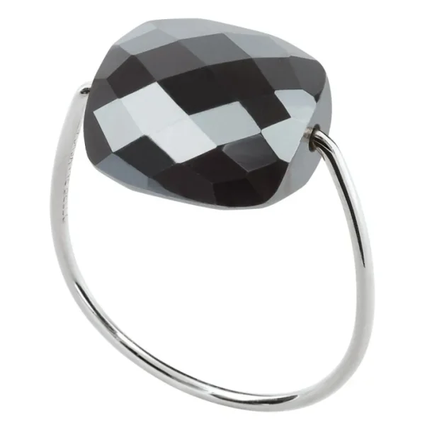 Morganne Bello Bague-BAGUE OR BLANC COUSSIN HEMATITE
