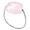 Morganne Bello Bague-BAGUE OR BLANC COUSSIN QUARTZ ROSE POUDRE