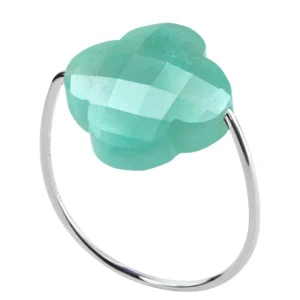 Morganne Bello Bague-BAGUE OR BLANC TREFLE AMAZONITE