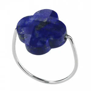 Morganne Bello Bague-BAGUE OR BLANC TREFLE LAPIS LAZULI