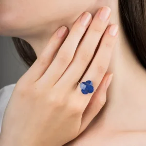 Morganne Bello Bague-BAGUE OR BLANC TREFLE LAPIS LAZULI