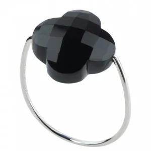 Morganne Bello Bague-BAGUE OR BLANC TREFLE ONYX