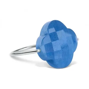 Morganne Bello Bague-BAGUE OR BLANC TRÈFLE QUARTZ BLEU