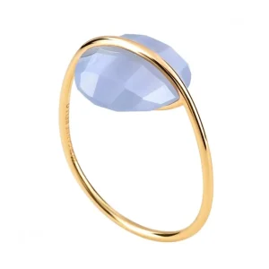 Morganne Bello Bague-BAGUE OR JAUNE AGATE BLEUE DENTELLE