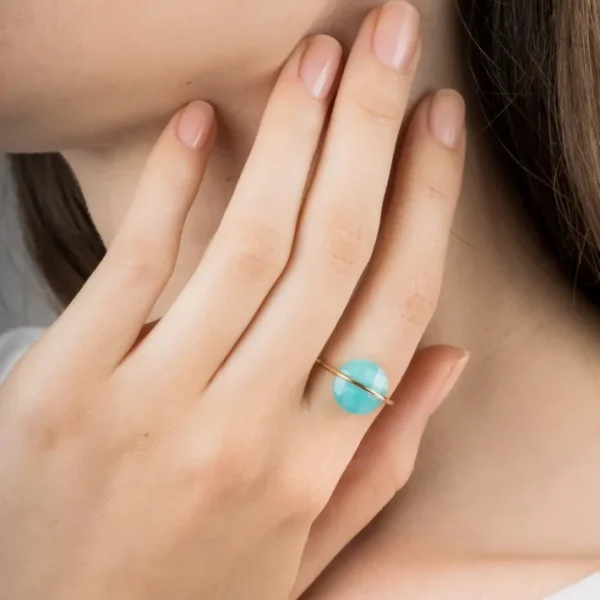Morganne Bello Bague-BAGUE OR JAUNE AMAZONITE