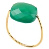 Morganne Bello Bague-BAGUE OR JAUNE COUSSIN AGATE VERTE