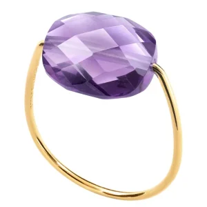 Morganne Bello Bague-BAGUE OR JAUNE COUSSIN AMETHYSTE