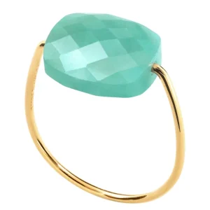 Morganne Bello Bague-BAGUE OR JAUNE COUSSIN AMAZONITE