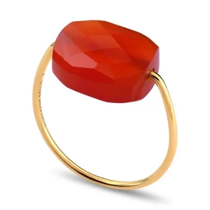 Morganne Bello Bague-BAGUE OR JAUNE COUSSIN CORNALINE