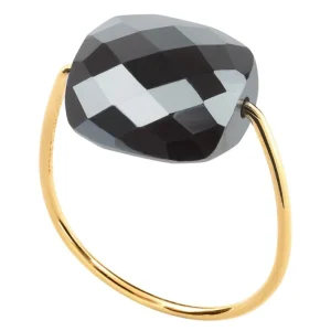 Morganne Bello Bague-BAGUE OR JAUNE COUSSIN HEMATITE