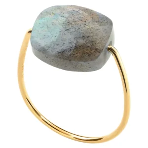 Morganne Bello Bague-BAGUE OR JAUNE COUSSIN LABRADORITE