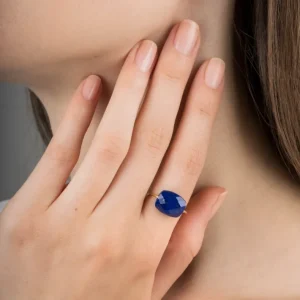Morganne Bello Bague-BAGUE OR JAUNE COUSSIN LAPIS LAZULI