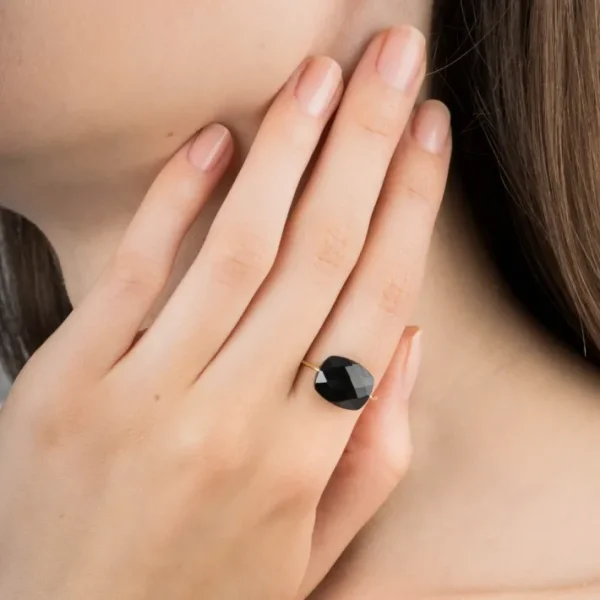 Morganne Bello Bague-BAGUE OR JAUNE COUSSIN ONYX