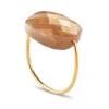 Morganne Bello Bague-BAGUE OR JAUNE COUSSIN OVERSIZE PIERRE DE SOLEIL