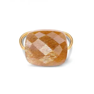 Morganne Bello Bague-BAGUE OR JAUNE COUSSIN OVERSIZE PIERRE DE SOLEIL