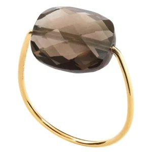Morganne Bello Bague-BAGUE OR JAUNE COUSSIN QUARTZ FUME