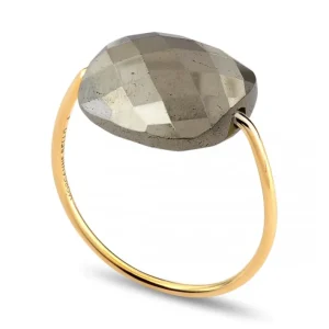 Morganne Bello Bague-BAGUE OR JAUNE PYRITE COUSSIN