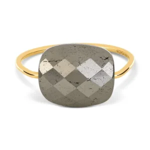 Morganne Bello Bague-BAGUE OR JAUNE PYRITE COUSSIN