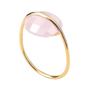 Morganne Bello Bague-BAGUE OR JAUNE QUARTZ ROSE POUDRE