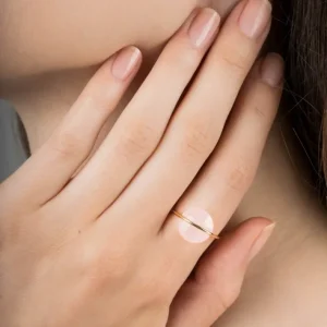 Morganne Bello Bague-BAGUE OR JAUNE QUARTZ ROSE POUDRE
