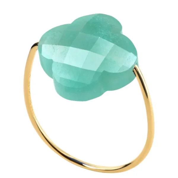 Morganne Bello Bague-BAGUE OR JAUNE TREFLE AMAZONITE