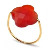 Morganne Bello Bague-BAGUE OR JAUNE TREFLE CORNALINE