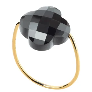 Morganne Bello Bague-BAGUE OR JAUNE TREFLE HÉMATITE
