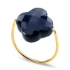 Morganne Bello Bague-BAGUE OR JAUNE TREFLE LABRADORITE NOIRE