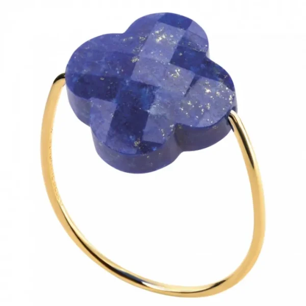 Morganne Bello Bague-BAGUE OR JAUNE TREFLE LAPIS LAZULI