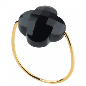 Morganne Bello Bague-BAGUE OR JAUNE TREFLE ONYX